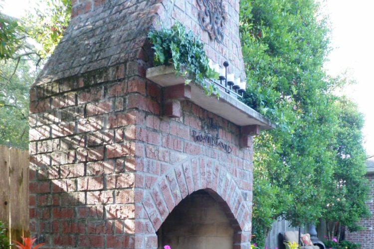 old brick custom fireplace